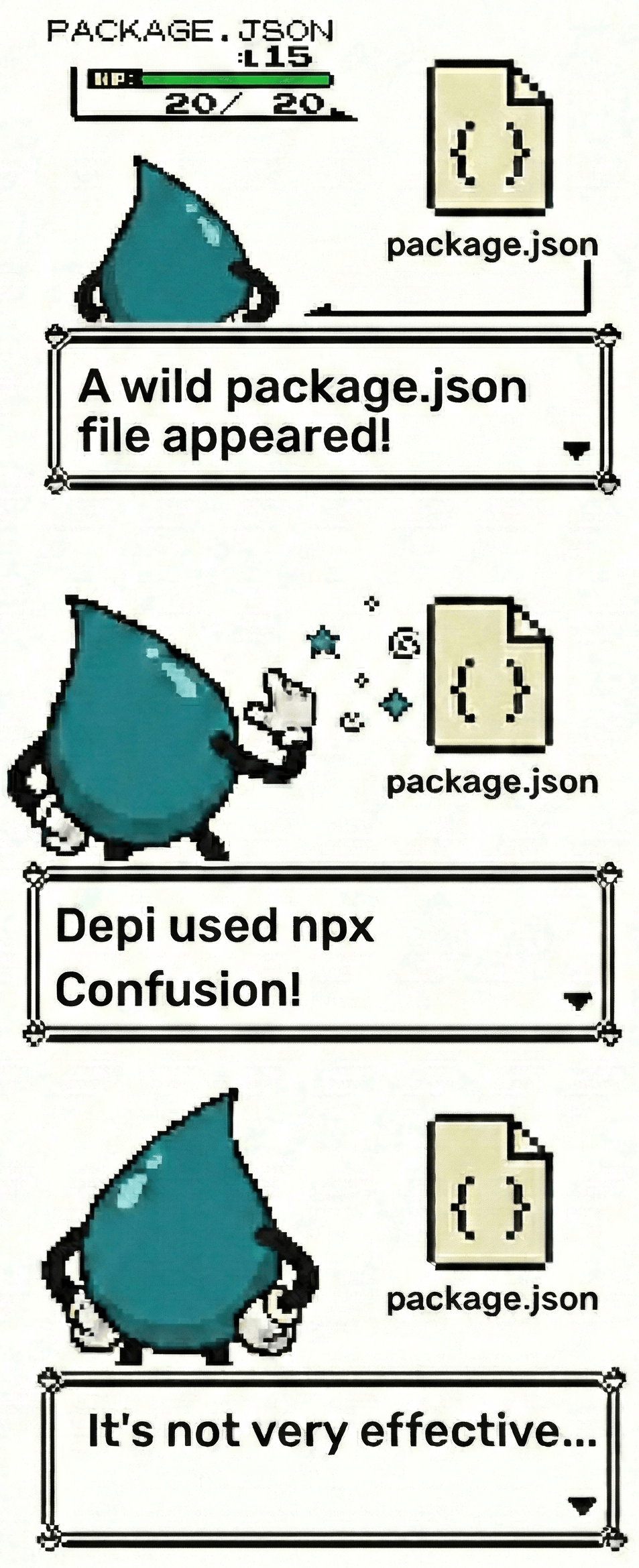 A wild package.json appeared! Depi used npx Confusion! It’s not very effective…
